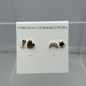 French connection gold charm stud earrings